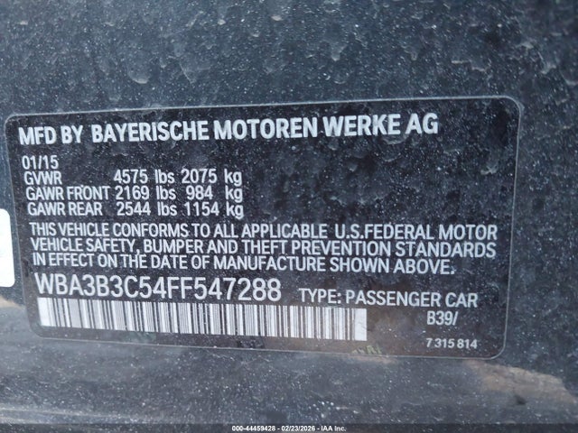 2015 Bmw 328i Xdrive მანქანა იყიდება აუქციონზე, vin: WBA3B3C54FF547288, აუქციონის ნომერი: 44459428