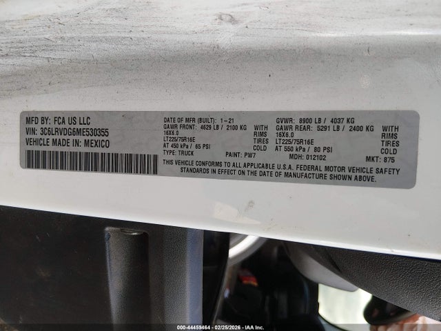 3C6LRVDG6ME530355 RAM Promaster 2500 High Roof 159 Wb