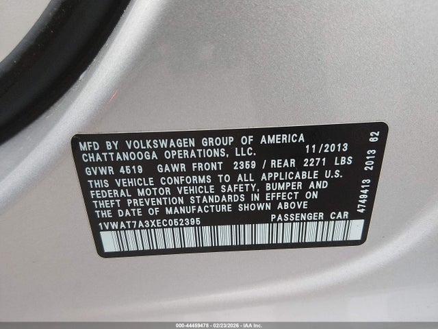 Volkswagen Passat 1.8t Wolfsburg Edition 2014 1VWAT7A3XEC052395 Image 9
