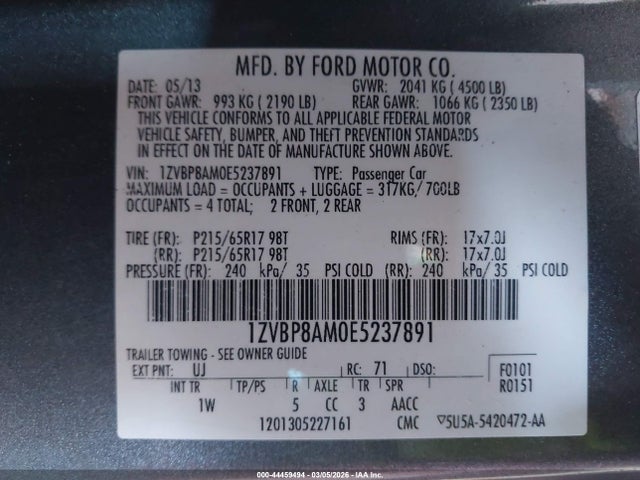 1ZVBP8AM0E5237891 Ford Mustang V6