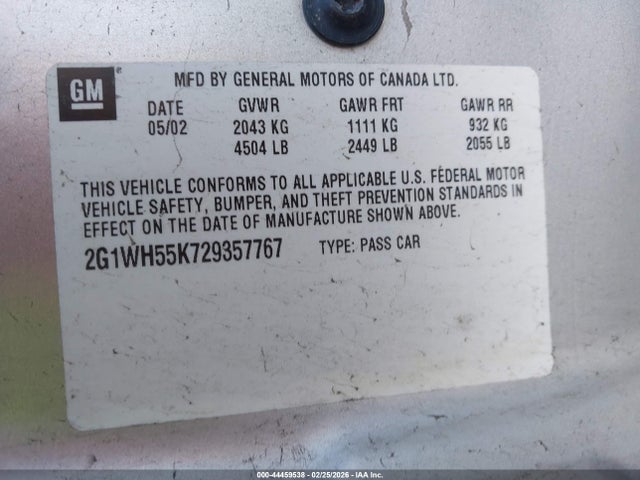 2002 CHEVROLET IMPALA 2G1WH55K729357767 Photo 8