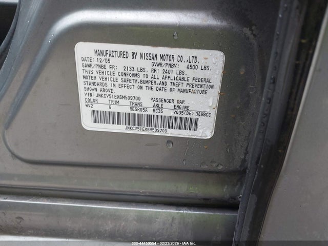 Продаж на аукціоні авто 2006 Infiniti G35, vin: JNKCV51EX6M509700, номер лоту: 44459554