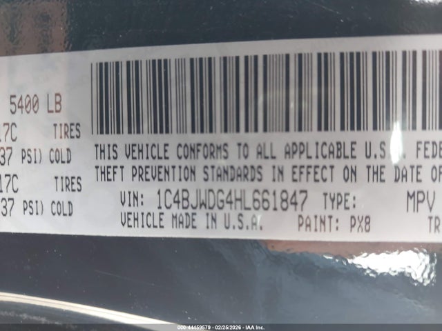 1C4BJWDG4HL661847 Jeep Wrangler Unlimited Willy Wheeler 4x4