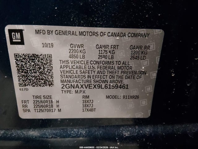 Aukcja sprzedaży 2020 Chevrolet Equinox Awd Lt 2.0l Turbo, vin: 2GNAXVEX9L6159461, numer aukcji: 44459655