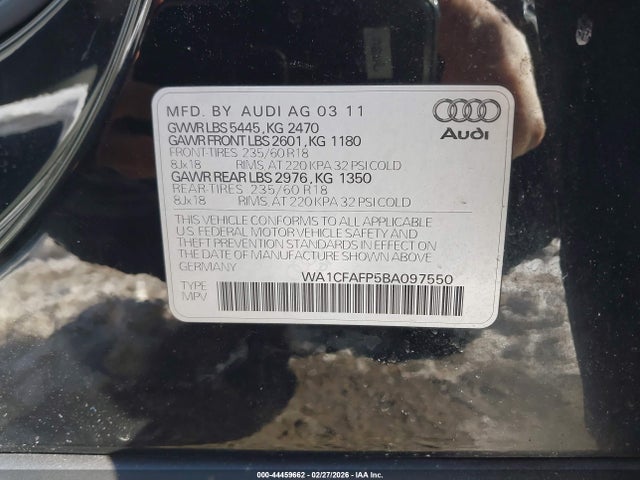 2011 AUDI Q5 WA1CFAFP5BA097550 Photo 8