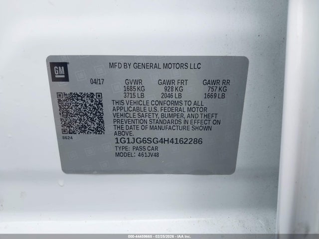 2017 CHEVROLET SONIC 1G1JG6SG4H4162286 Photo 8