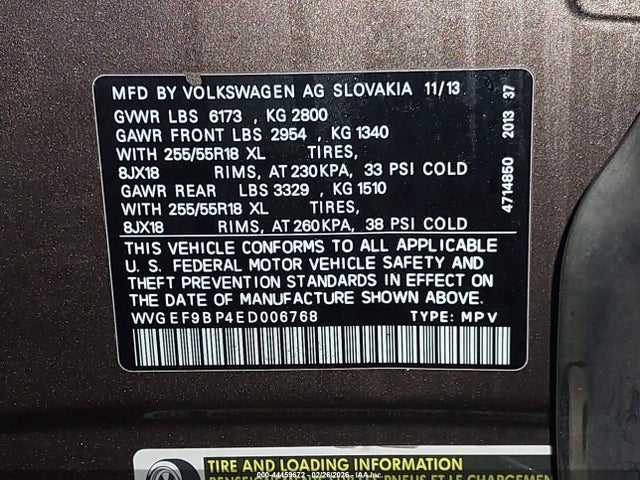 Продаж на аукціоні авто 2014 Volkswagen Touareg 3.6l Sport, vin: WVGEF9BP4ED006768, номер лоту: 44459672