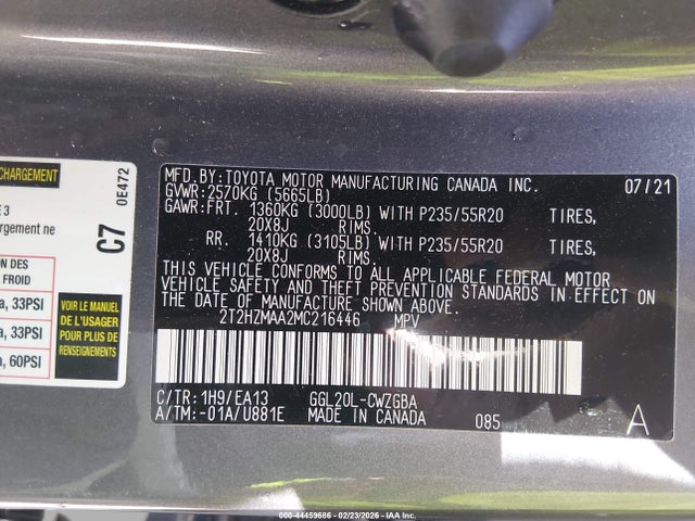 Продажа на аукционе авто 2021 Lexus Rx 350, vin: 2T2HZMAA2MC216446, номер лота: 44459686