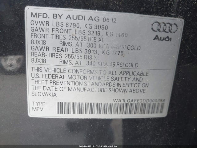2013 AUDI Q7 WA1LGAFE3DD000388 Photo 8