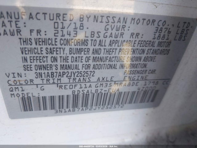 Nissan SENTRA S 2018 3N1AB7AP2JY252572 Image 9