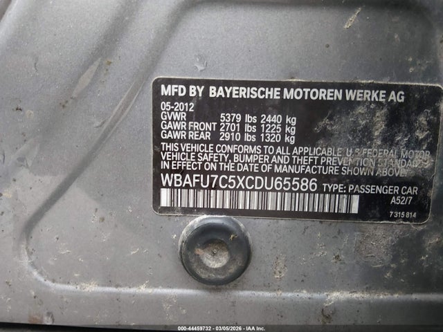 2012 BMW 535I WBAFU7C5XCDU65586 Photo 8