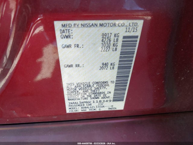 1N4AL3AP6GC118349 Nissan Altima 2.5 S