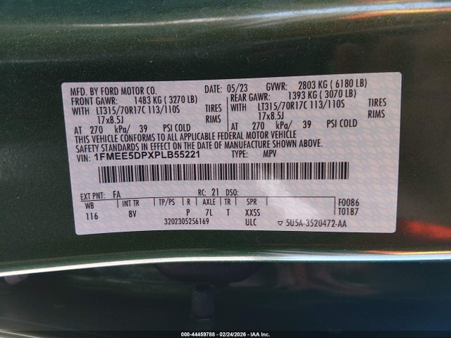 1FMEE5DPXPLB55221 Ford Bronco Badlands