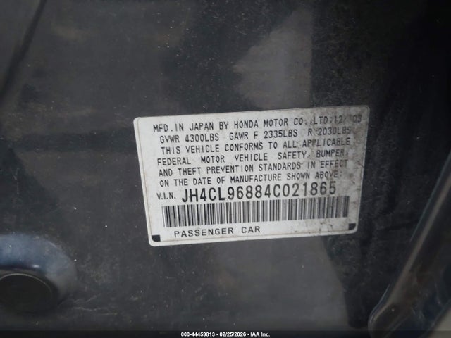 44459813 :رقم المزاد ، JH4CL96884C021865 vin ، 2004 Acura Tsx مزاد بيع