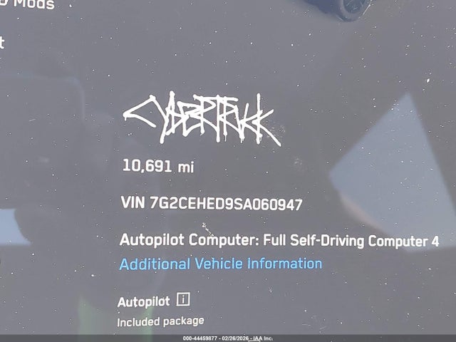 Aukcja sprzedaży 2025 Tesla Cybertruck, vin: 7G2CEHED9SA060947, numer aukcji: 44459877
