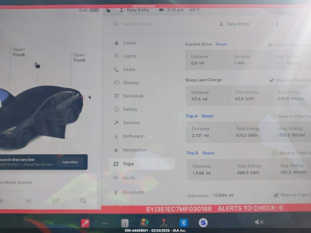 44459881 :رقم المزاد ، 5YJ3E1EC7MF030188 vin ، 2021 Tesla Model 3 Performance Dual Motor All-wheel Drive مزاد بيع