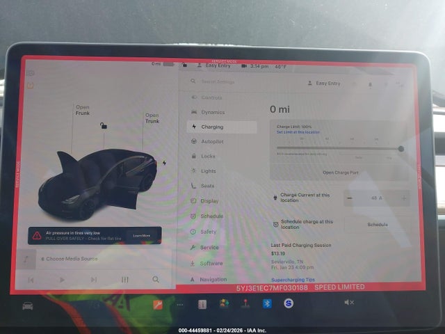 44459881 :رقم المزاد ، 5YJ3E1EC7MF030188 vin ، 2021 Tesla Model 3 Performance Dual Motor All-wheel Drive مزاد بيع
