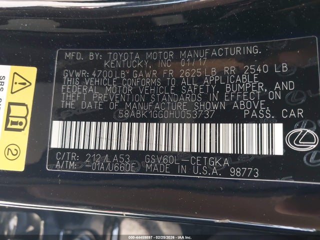 58ABK1GG0HU053737 Lexus ES 350
