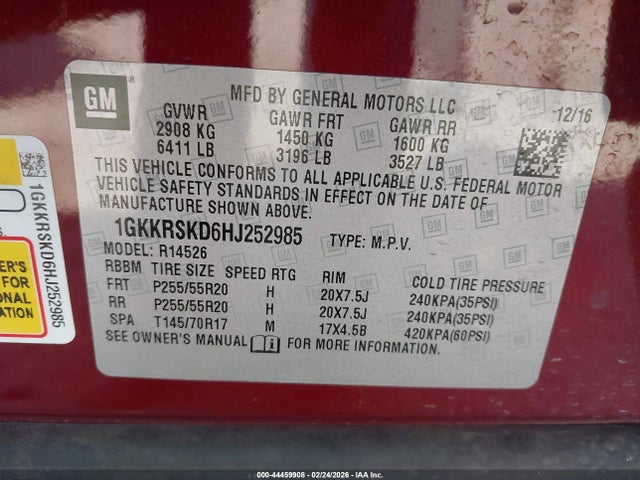 1GKKRSKD6HJ252985 GMC Acadia Limited