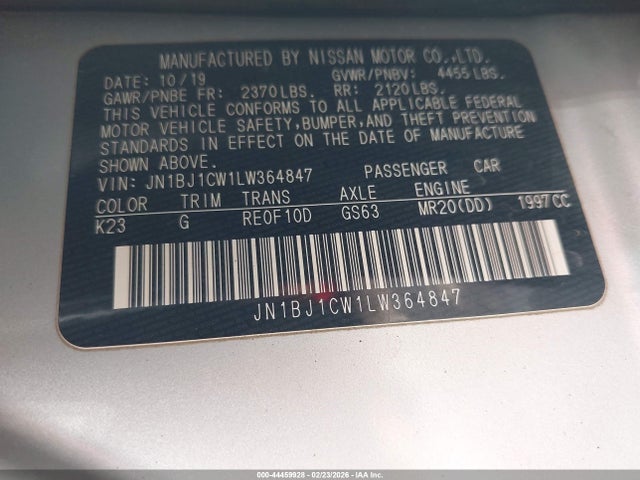 JN1BJ1CW1LW364847 Nissan Rogue Sport S Awd Xtronic Cvt