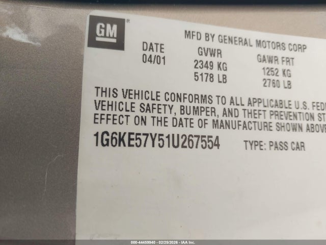 2001 CADILLAC DEVILLE 1G6KE57Y51U267554 Photo 8