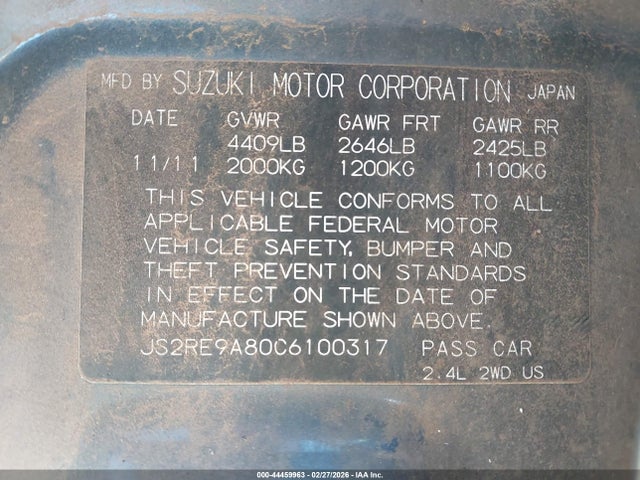 2012 SUZUKI KIZASHI JS2RE9A80C6100317 Photo 8