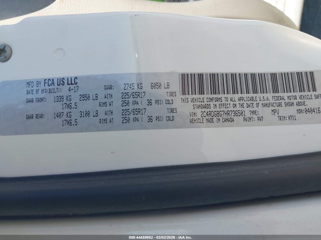 2C4RDGBG7HR736501 Dodge Grand Caravan Se
