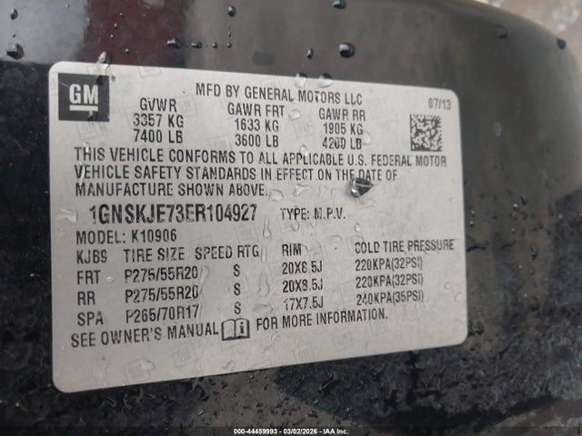 1GNSKJE73ER104927 Chevrolet Suburban 1500 Lt