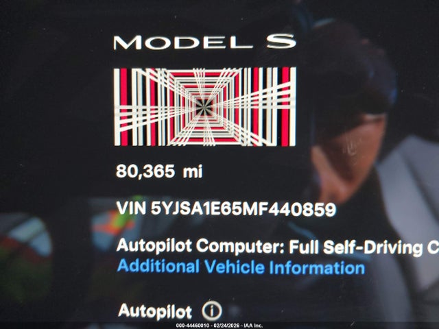 44460010 :رقم المزاد ، 5YJSA1E65MF440859 vin ، 2021 Tesla Model S Plaid Tri Motor All-wheel Drive مزاد بيع