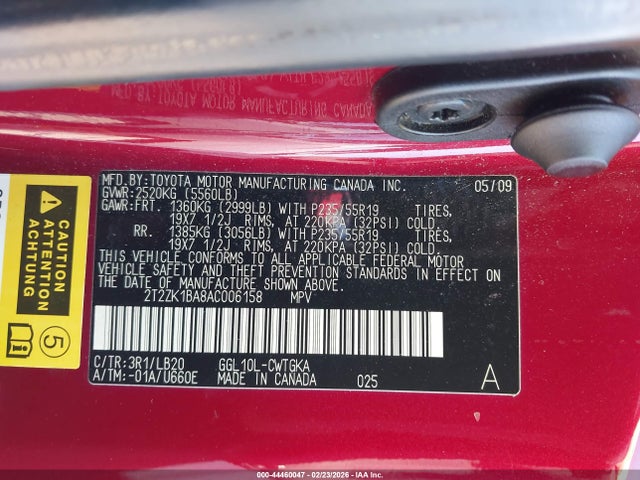 Aukcja sprzedaży 2010 Lexus Rx 350, vin: 2T2ZK1BA8AC006158, numer aukcji: 44460047