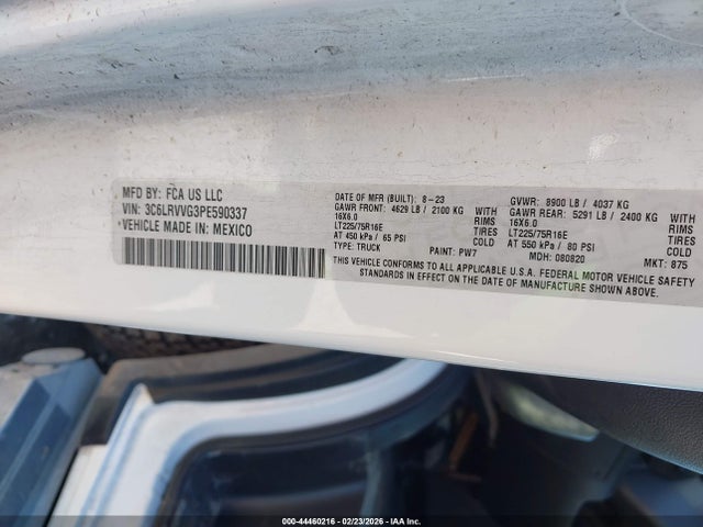 Продаж на аукціоні авто 2023 Ram Promaster 2500 Low Roof 136 Wb, vin: 3C6LRVVG3PE590337, номер лоту: 44460216