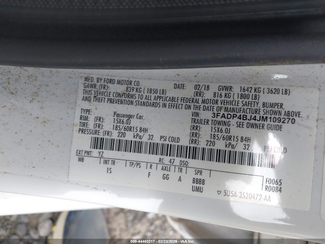 3FADP4BJ4JM109270 Ford FIESTA SE