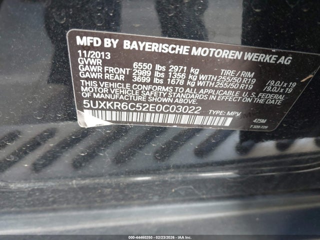 44460250 :رقم المزاد ، 5UXKR6C52E0C03022 vin ، 2014 Bmw X5 Xdrive50i مزاد بيع