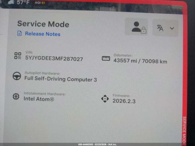 Продаж на аукціоні авто 2021 Tesla Model Y Long Range Dual Motor All-wheel Drive, vin: 5YJYGDEE3MF287027, номер лоту: 44460305