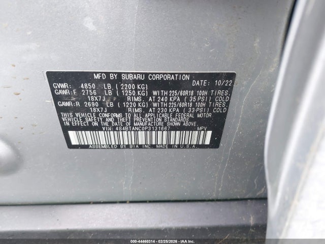 Aukcja sprzedaży 2023 Subaru Outback Limited, vin: 4S4BTANC0P3131667, numer aukcji: 44460314
