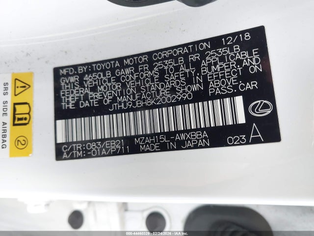 2019 LEXUS UX 250H JTHU9JBH8K2002990 Photo 8