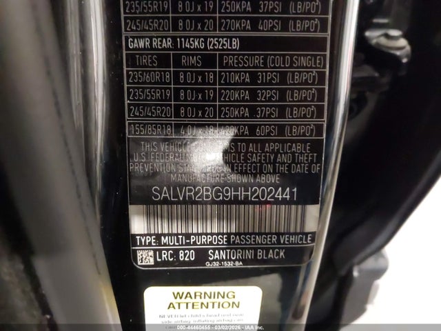 2017 LAND ROVER RANGE ROVER EVOQUE SALVR2BG9HH202441 Photo 8