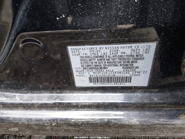 44460497 :رقم المزاد ، 3N1CN8DV5SL881841 vin ، 2025 Nissan Versa 1.6 S مزاد بيع