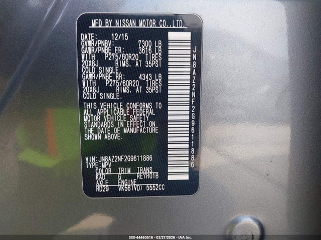 JN8AZ2NF2G9611886 Infiniti QX80