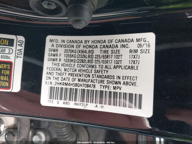 Honda CR-V EX 2016 2HKRM4H58GH708478 Image 9