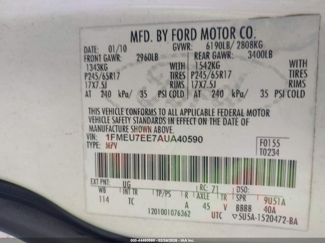 2010 FORD EXPLORER 1FMEU7EE7AUA40590 Photo 8