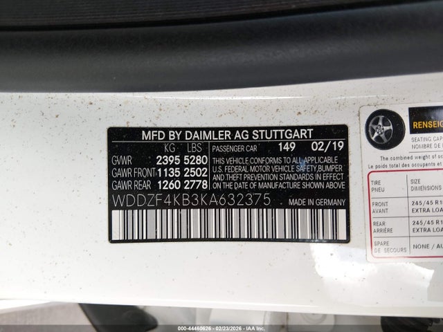 Продажа на аукционе авто 2019 Mercedes-benz E 300 4matic, vin: WDDZF4KB3KA632375, номер лота: 44460626