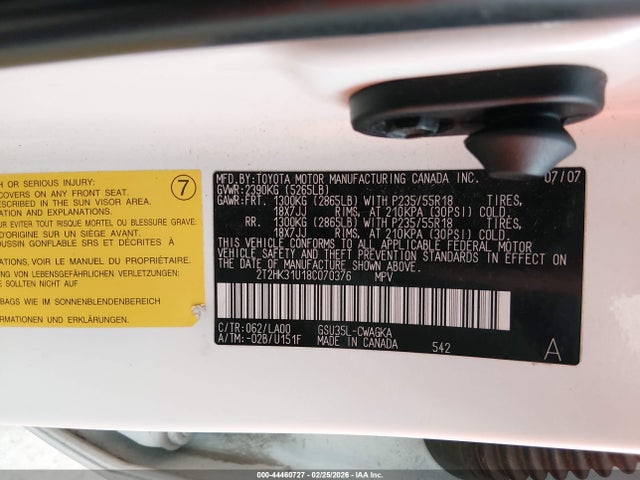 Aukcja sprzedaży 2008 Lexus Rx 350, vin: 2T2HK31U18C070376, numer aukcji: 44460727