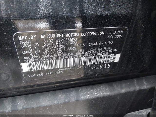 Aukcja sprzedaży 2024 Mitsubishi Outlander Sel 2.5 S-awc/sel Black Edition S-awc/sel Platinum Edition S-awc, vin: JA4J4WA80RZ076353, numer aukcji: 44460854