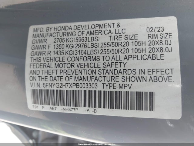 2023 HONDA PILOT 5FNYG2H7XPB003303 Photo 8