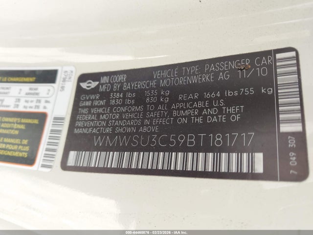2011 MINI COOPER WMWSU3C59BT181717 Photo 8