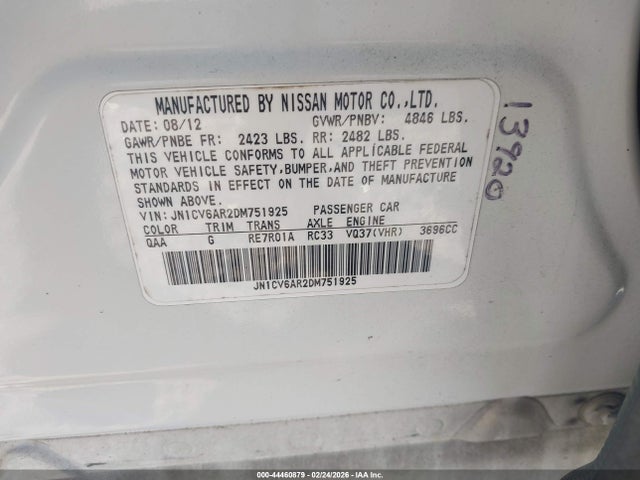 Продажа на аукционе авто 2013 Infiniti G37x, vin: JN1CV6AR2DM751925, номер лота: 44460879