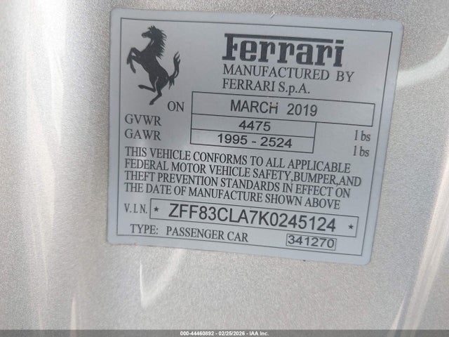 Ferrari 812 Superfast 2019 ZFF83CLA7K0245124 Image 9