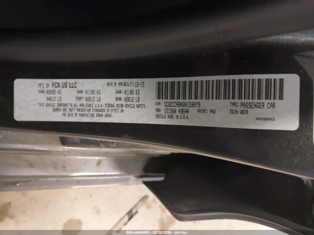 44460893 :رقم المزاد ، 1C3CCCABXGN159079 vin ، 2016 Chrysler 200 Limited مزاد بيع