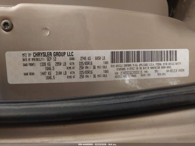 Aukcja sprzedaży 2013 Dodge Grand Caravan Sxt, vin: 2C4RDGCG6DR553115, numer aukcji: 44460900